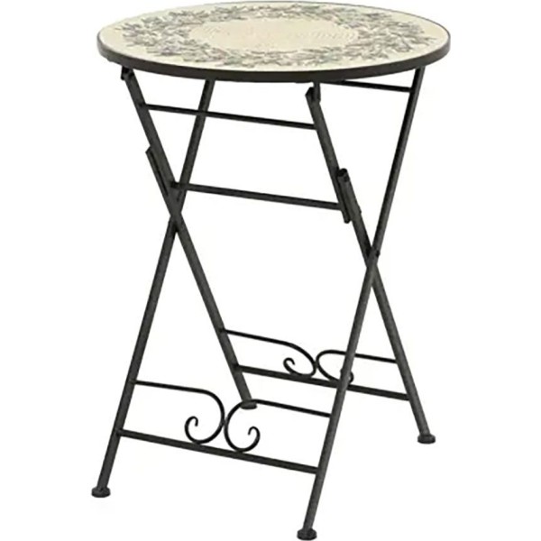 Mesa metálica/mosaico plegable atenas color negro para exterior ø58 x 75 cm