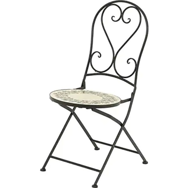 Silla metálica/mosaico plegable atenas color negro para exterior ø39 x 52 x 92,5 cm